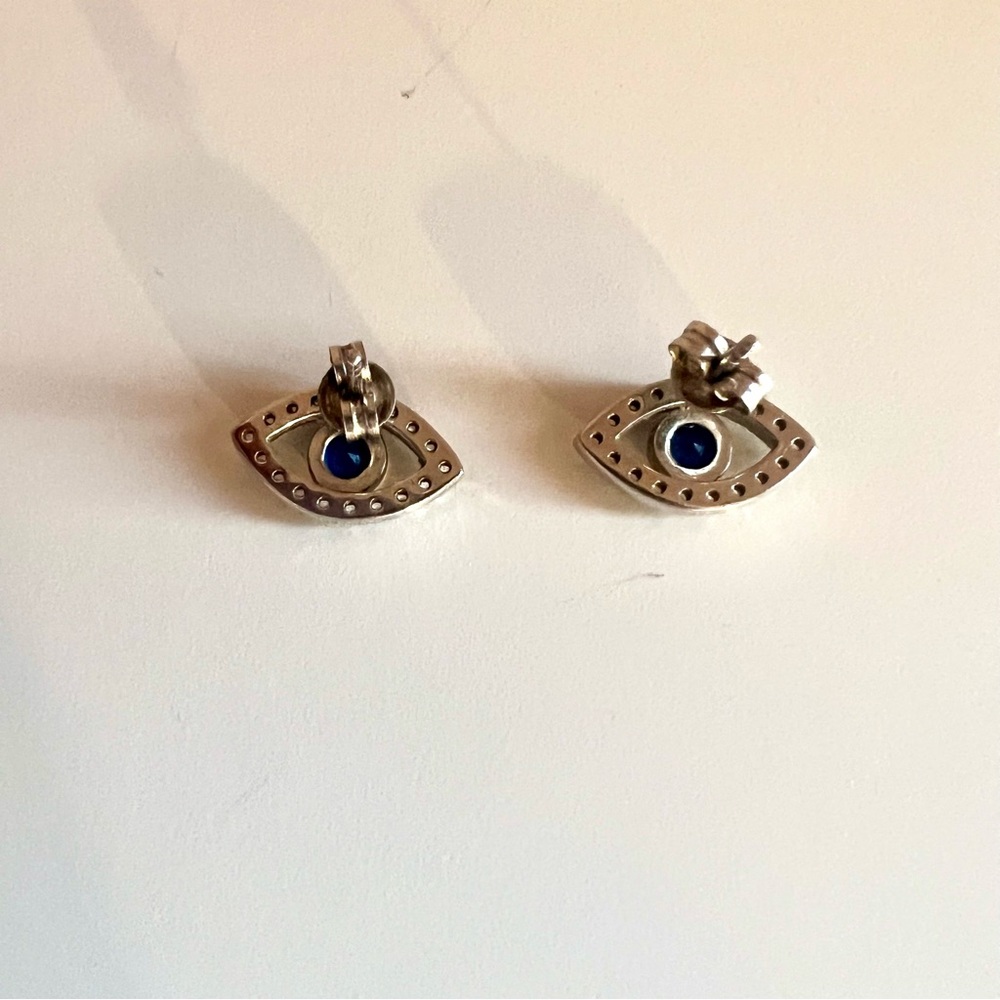 Solid 925 Silver Created Sapphire And Swarovski C… - image 3